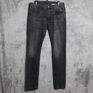 AllSaints Jeans Mens 33x32.5 Gray Bishop Cigarette Skinny Slim Charcoal Wash